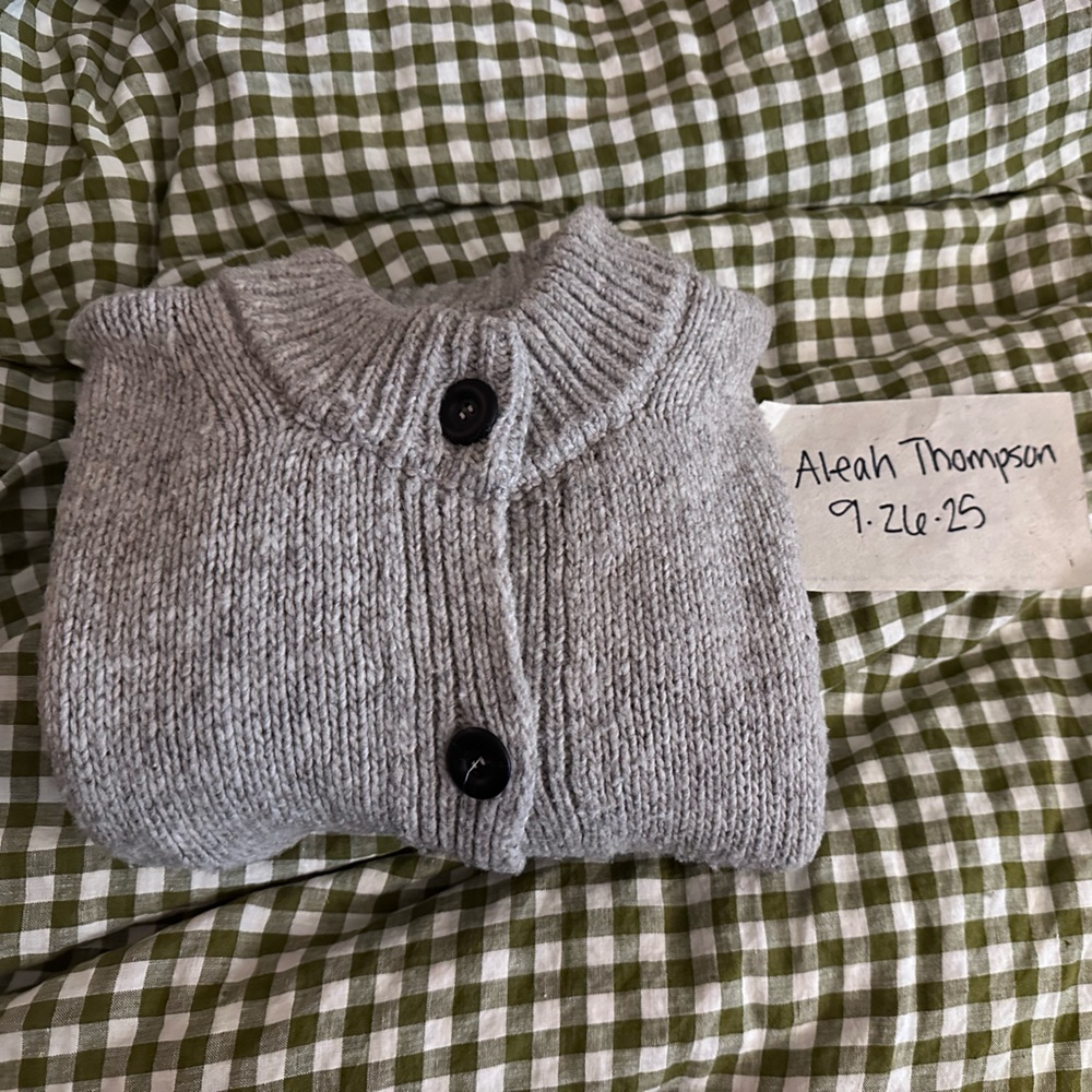 Gray Button-Up Women's Sweater mist